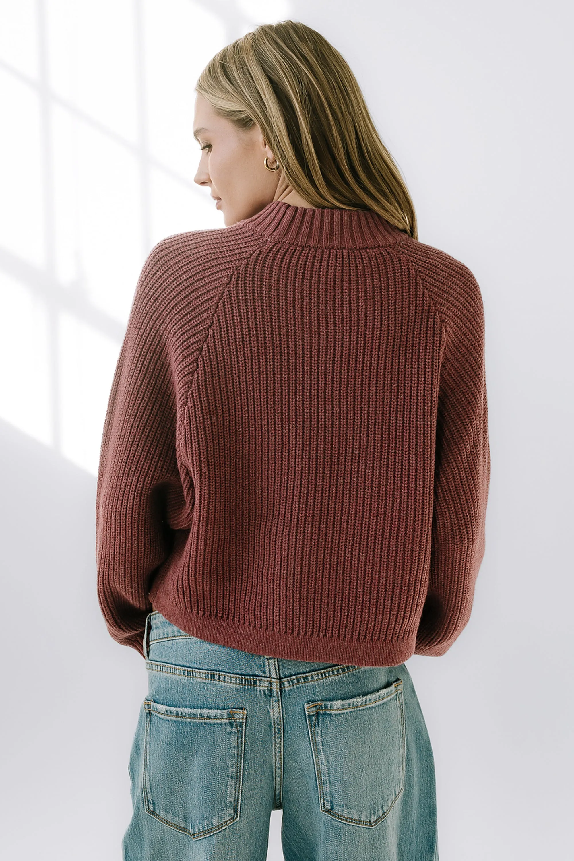 Shayla Knit Sweater in Burgundy sold by bohme product image thumbnail 3