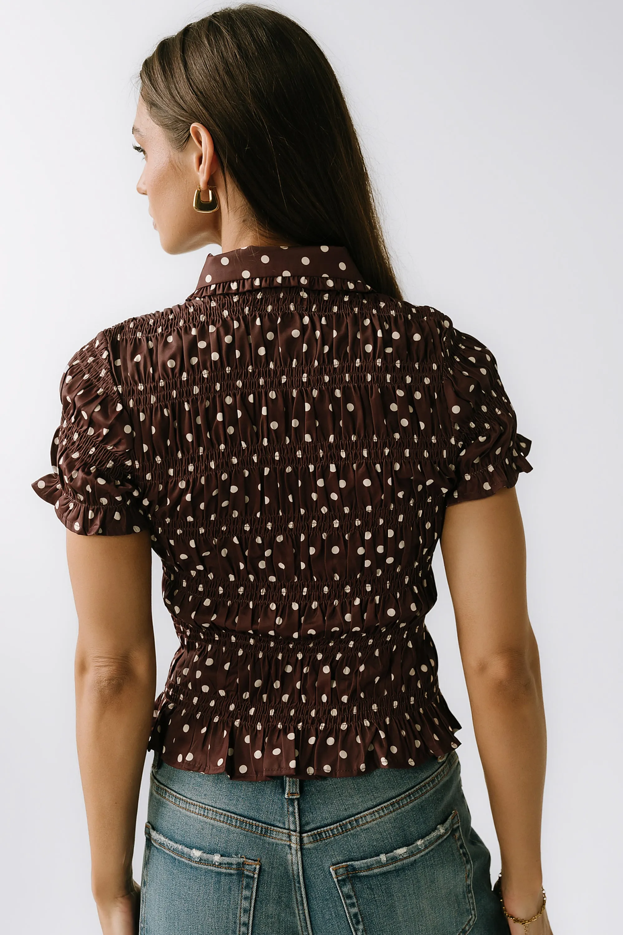 Kreyton Polka Dot Blouse in Dark Brown sold by bohme product image thumbnail 5