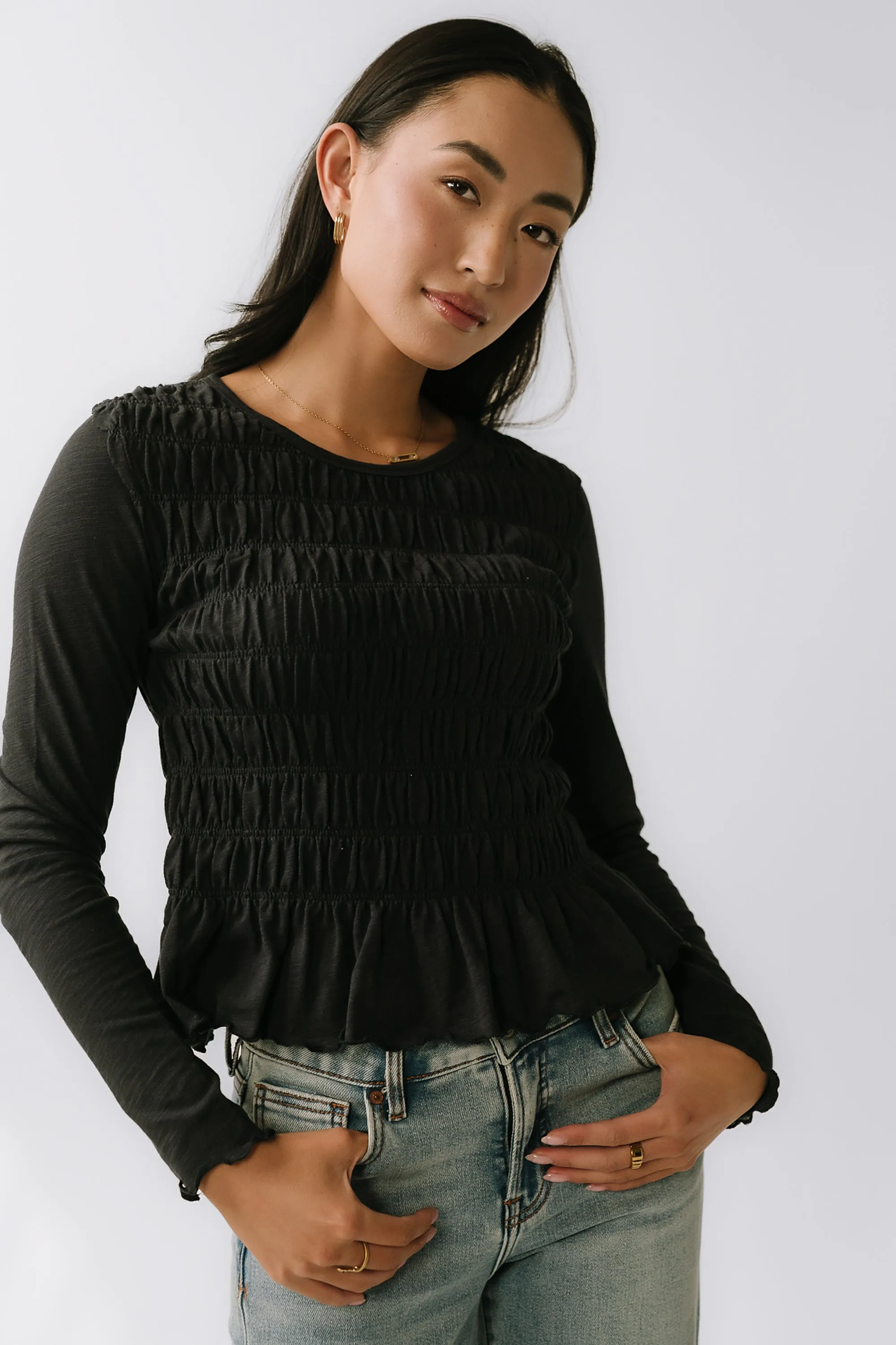 Harry Smocked Top in Black - FINAL SALE sold by bohme product image thumbnail 3