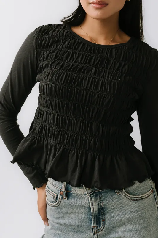 Harry Smocked Top in Black sold by bohme