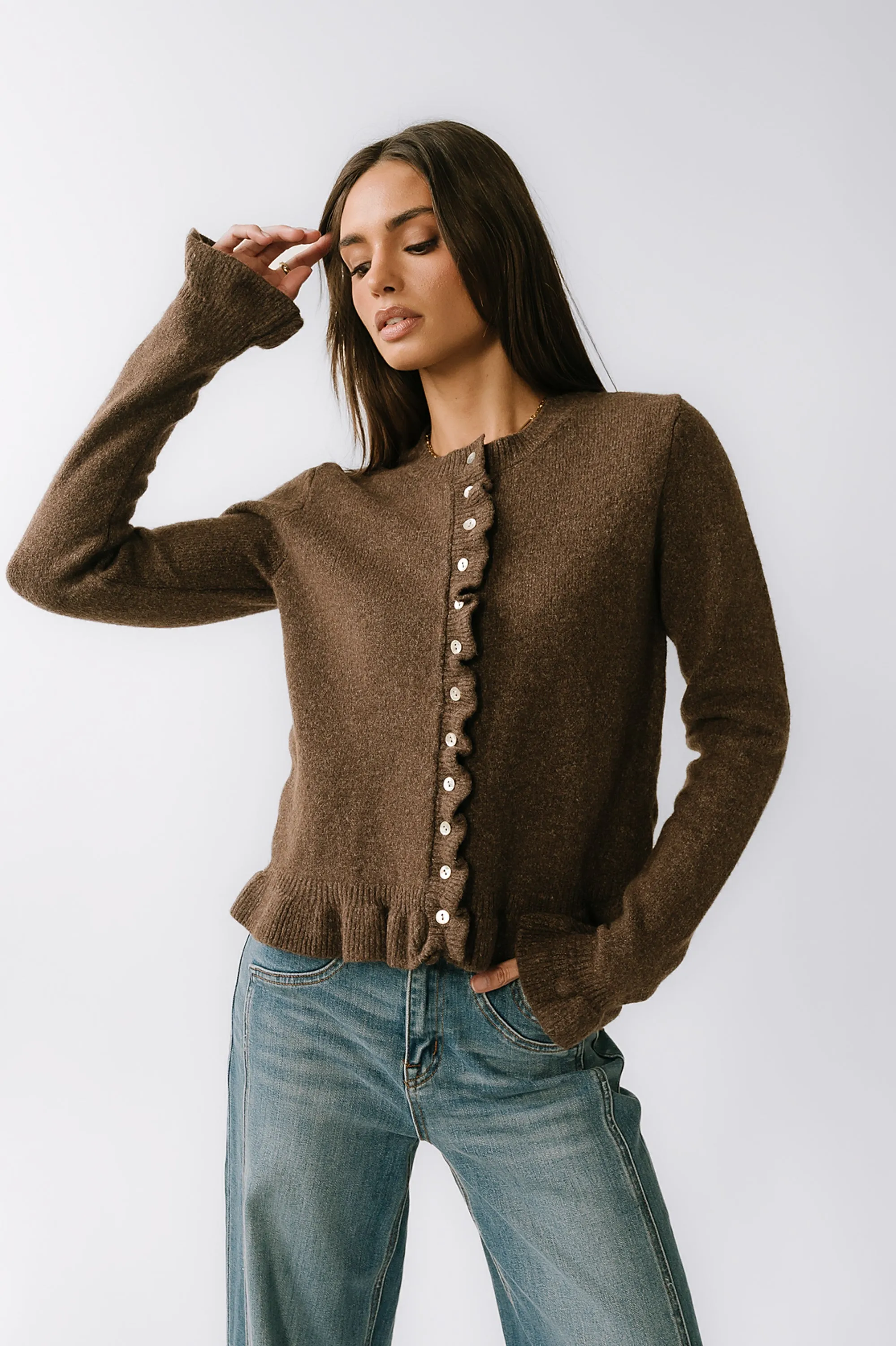 Rosie Ruffle Sweater in Brown sold by bohme product image thumbnail 5