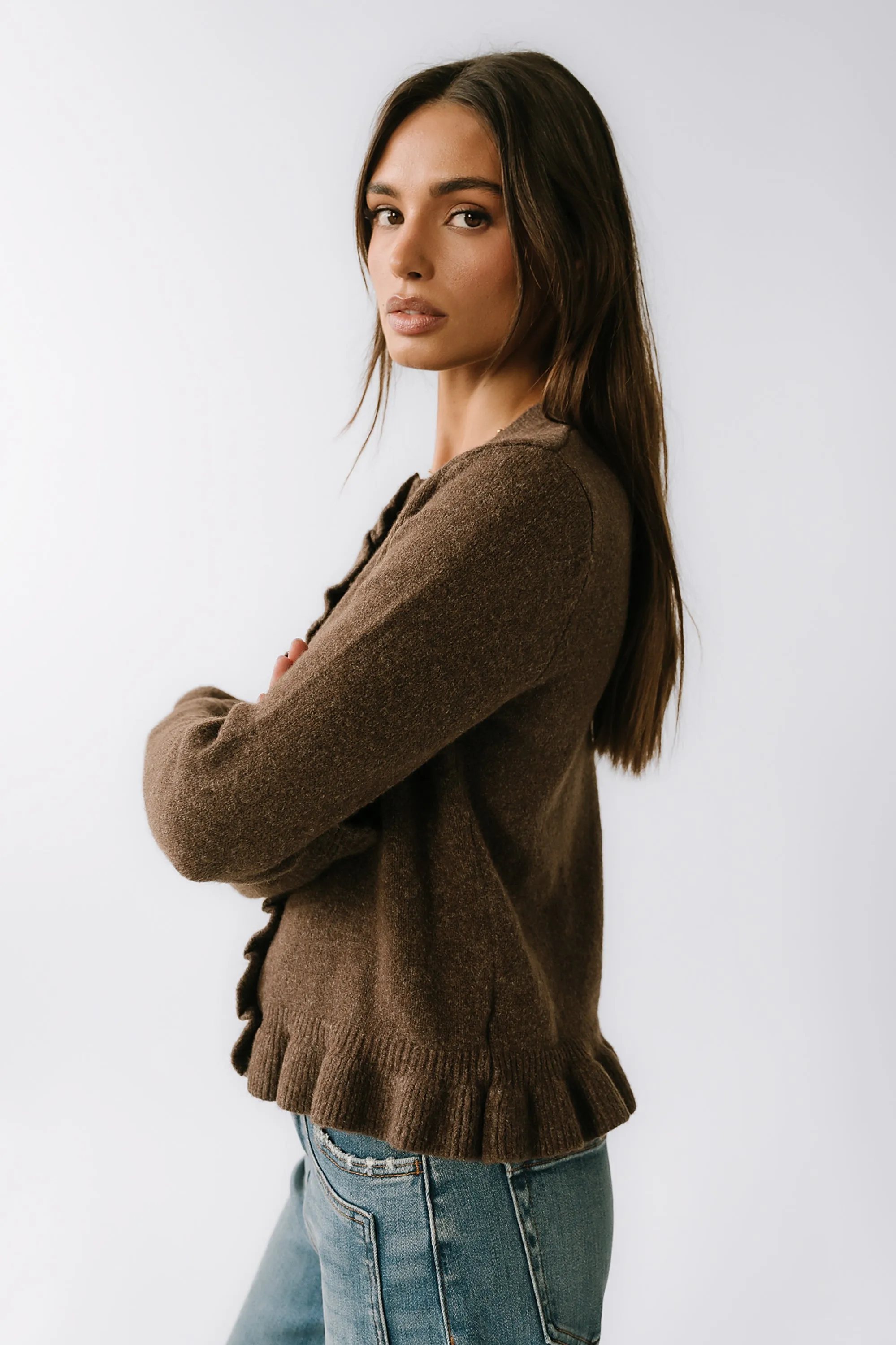 Rosie Ruffle Sweater in Brown sold by bohme product image thumbnail 2