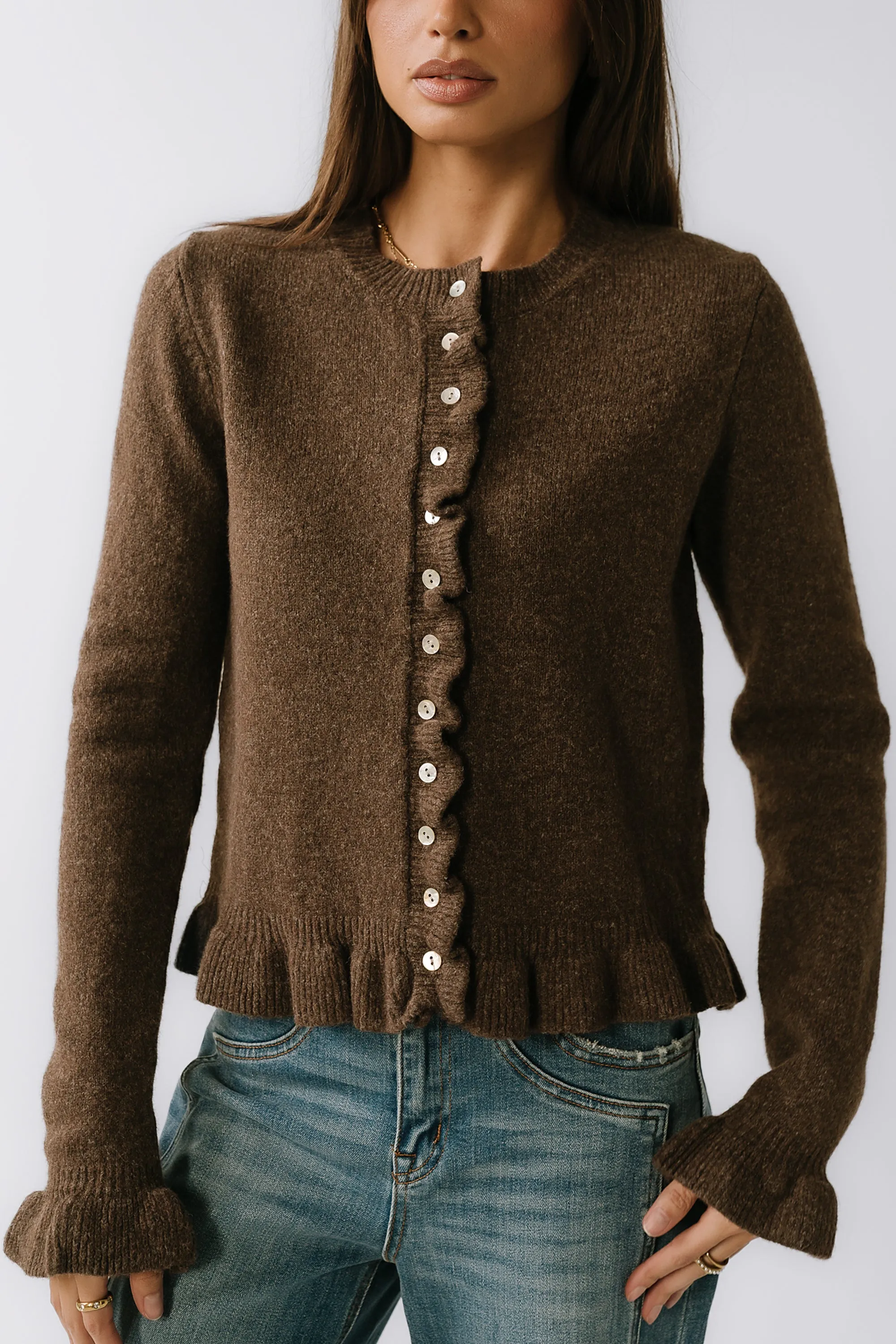 Rosie Ruffle Sweater in Brown sold by bohme product image thumbnail 4