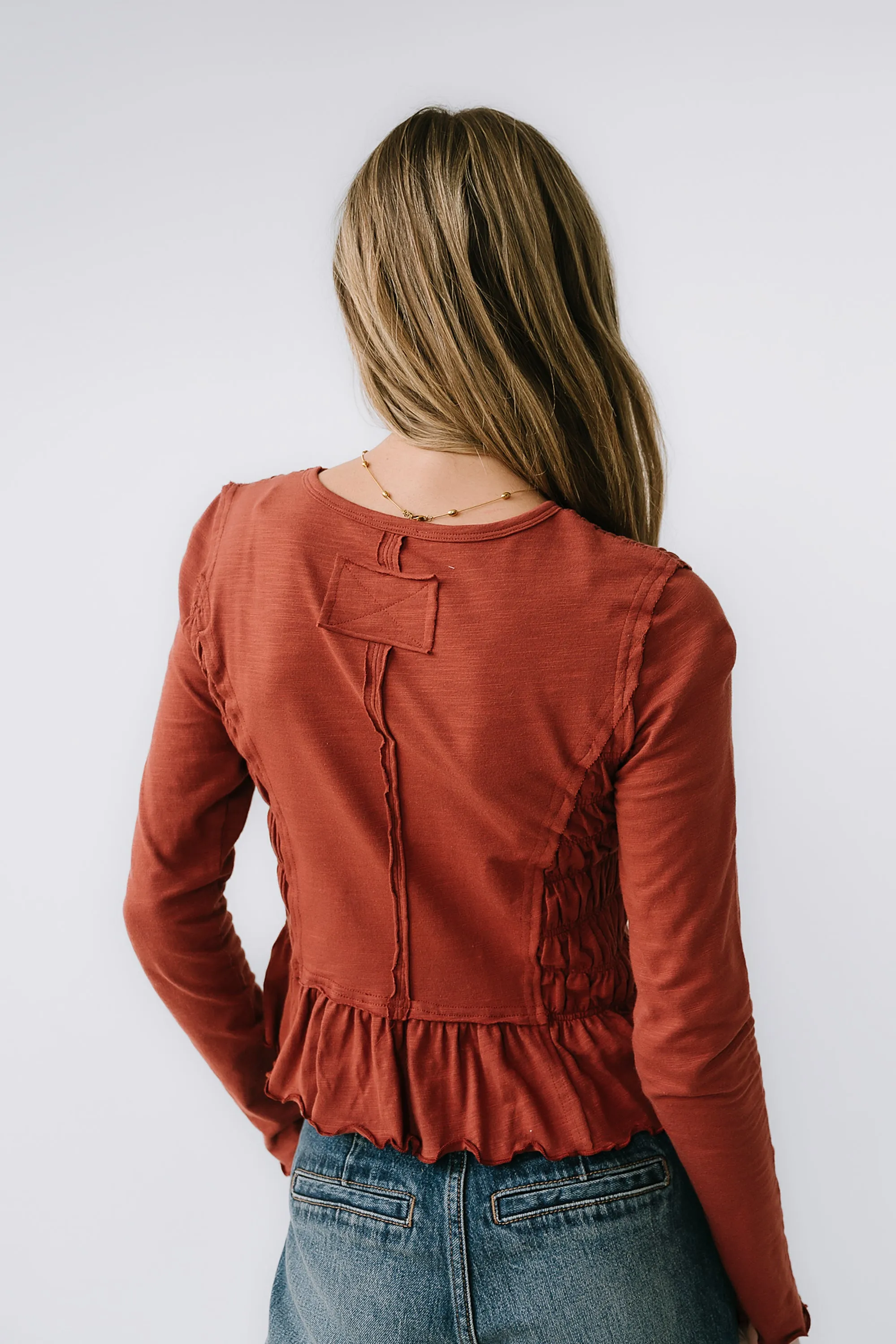 Harry Smocked Top in Brick sold by bohme product image thumbnail 5
