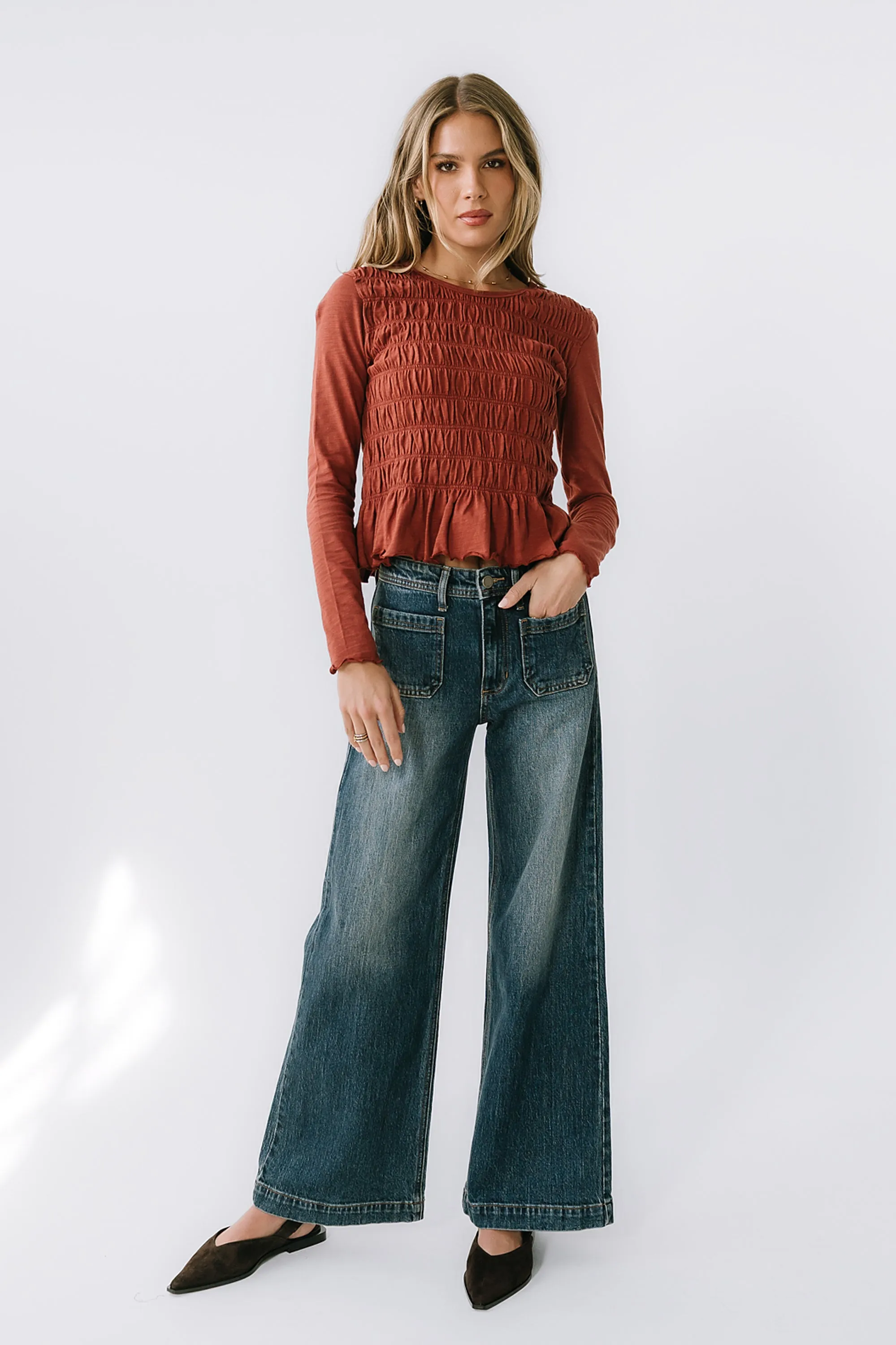 Harry Smocked Top in Brick sold by bohme product image thumbnail 2