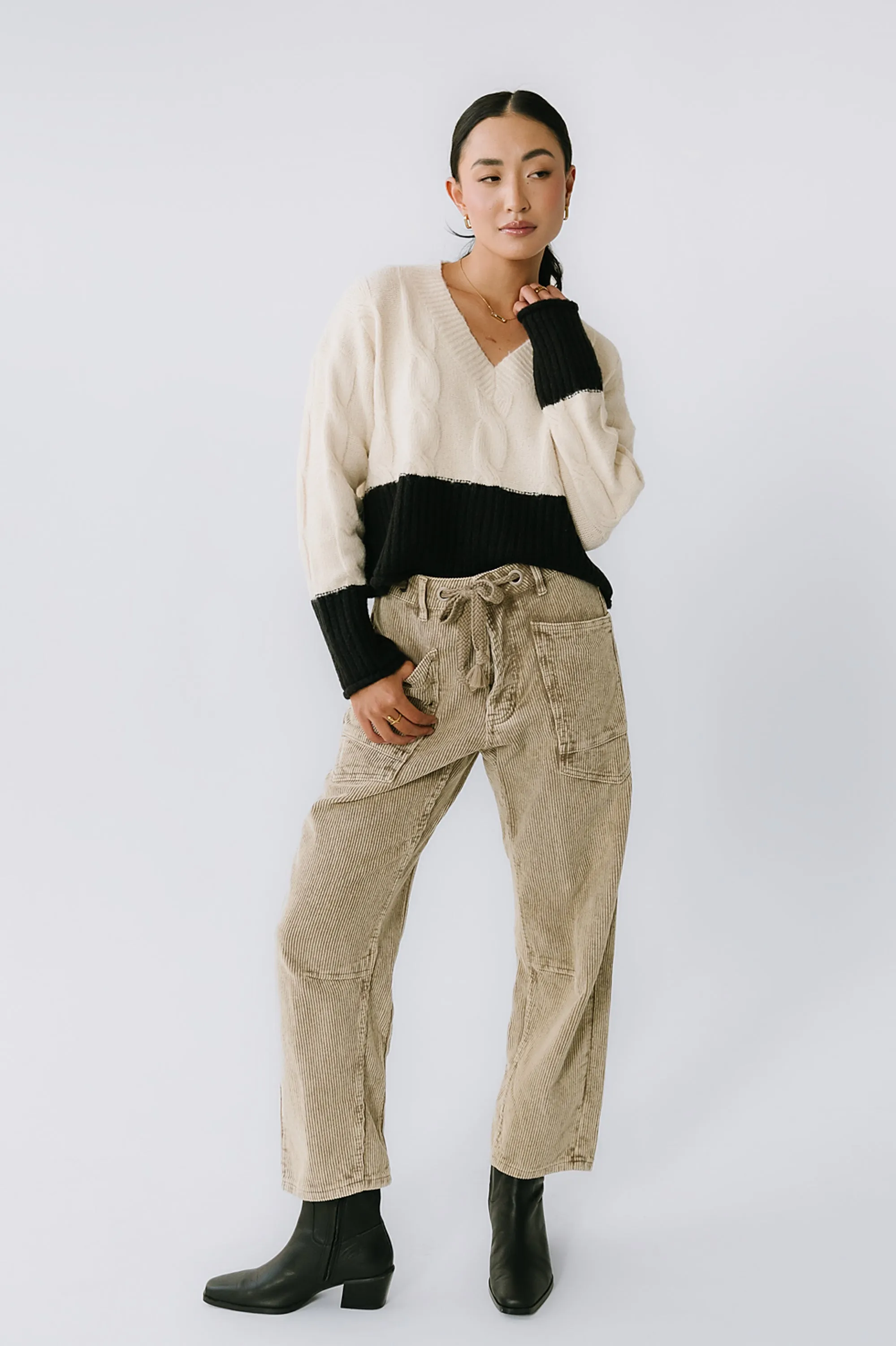 Beckham Cable Knit Sweater in Oatmeal sold by bohme product image thumbnail 4