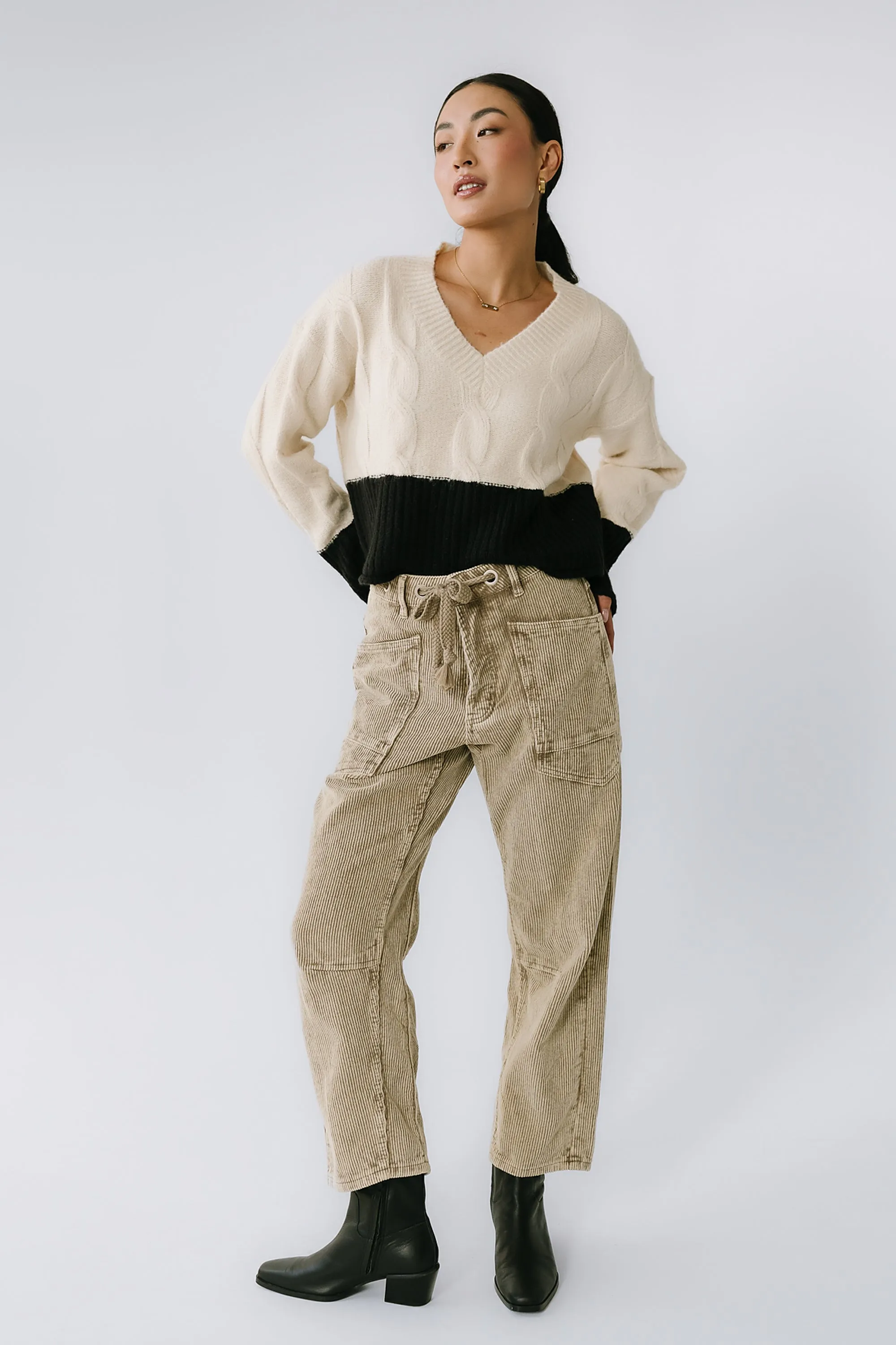 Beckham Cable Knit Sweater in Oatmeal sold by bohme product image thumbnail 2