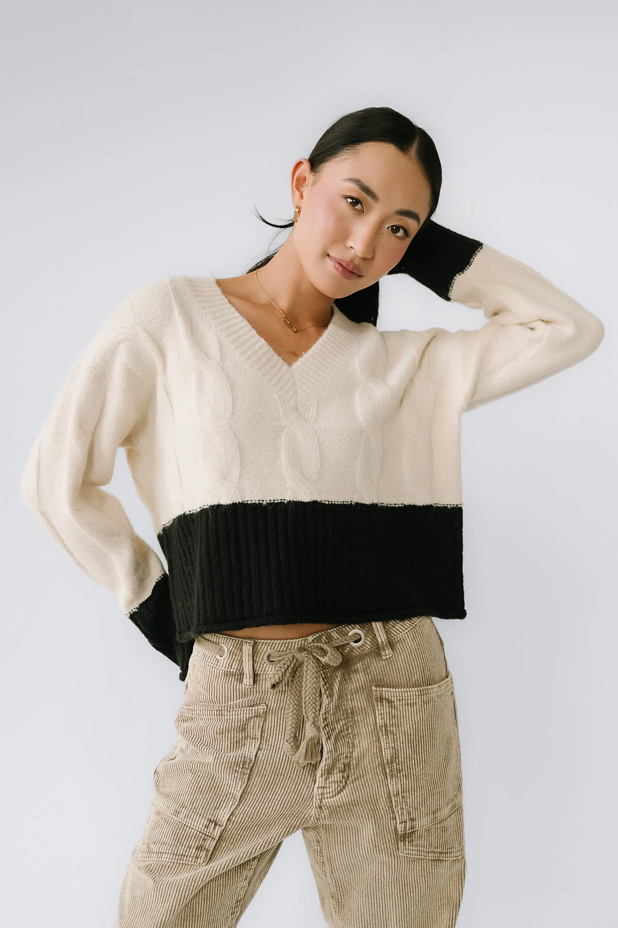 Beckham Cable Knit Sweater in Oatmeal sold by bohme product image thumbnail 3