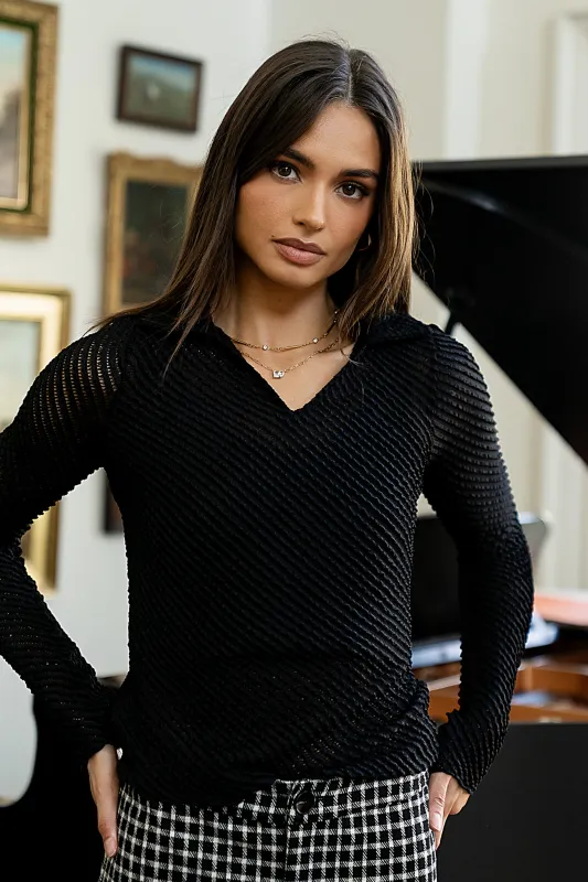 Mollie Sheer Ruffle Top sold by bohme