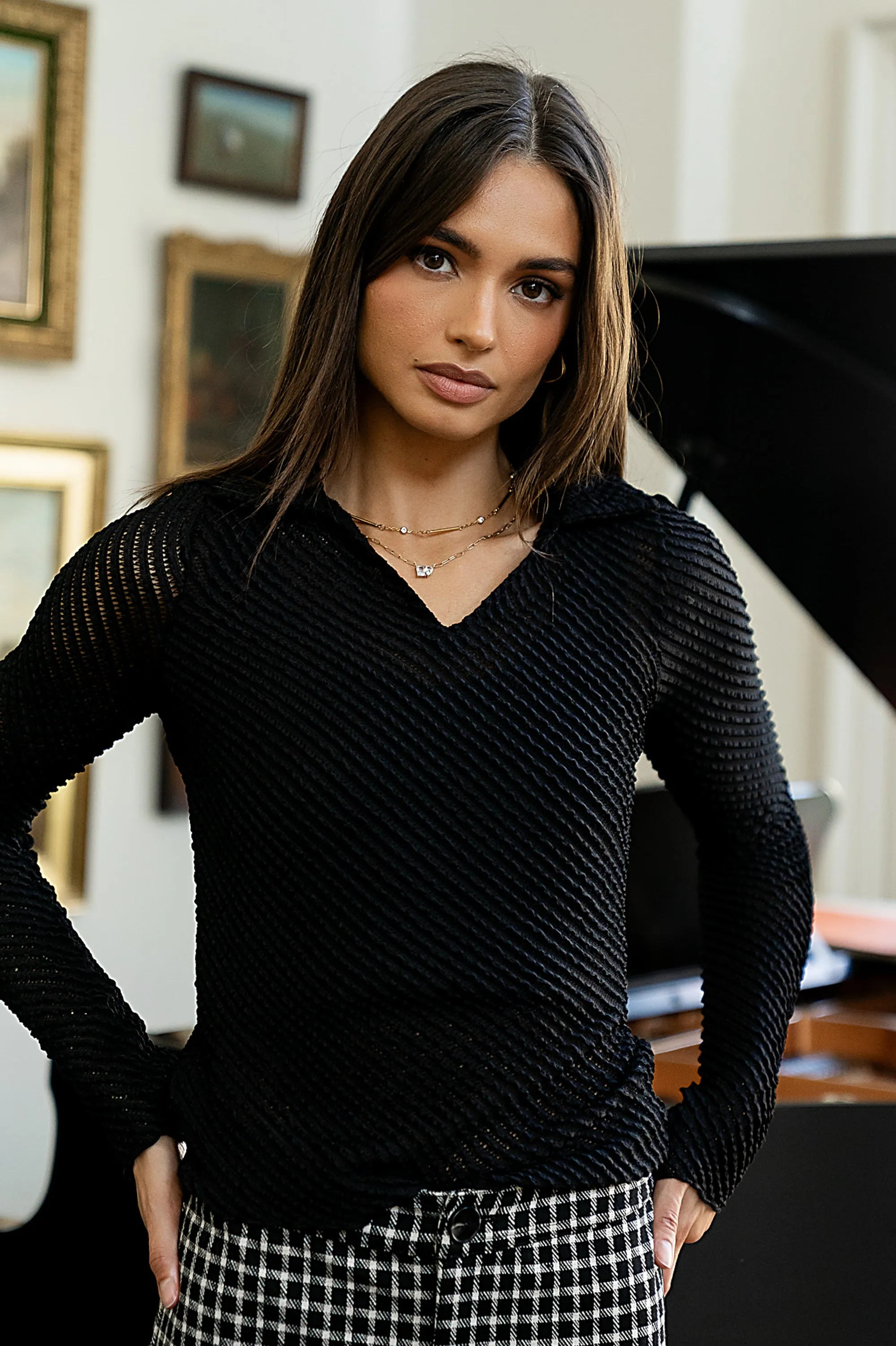 Mollie Sheer Ruffle Top sold by bohme