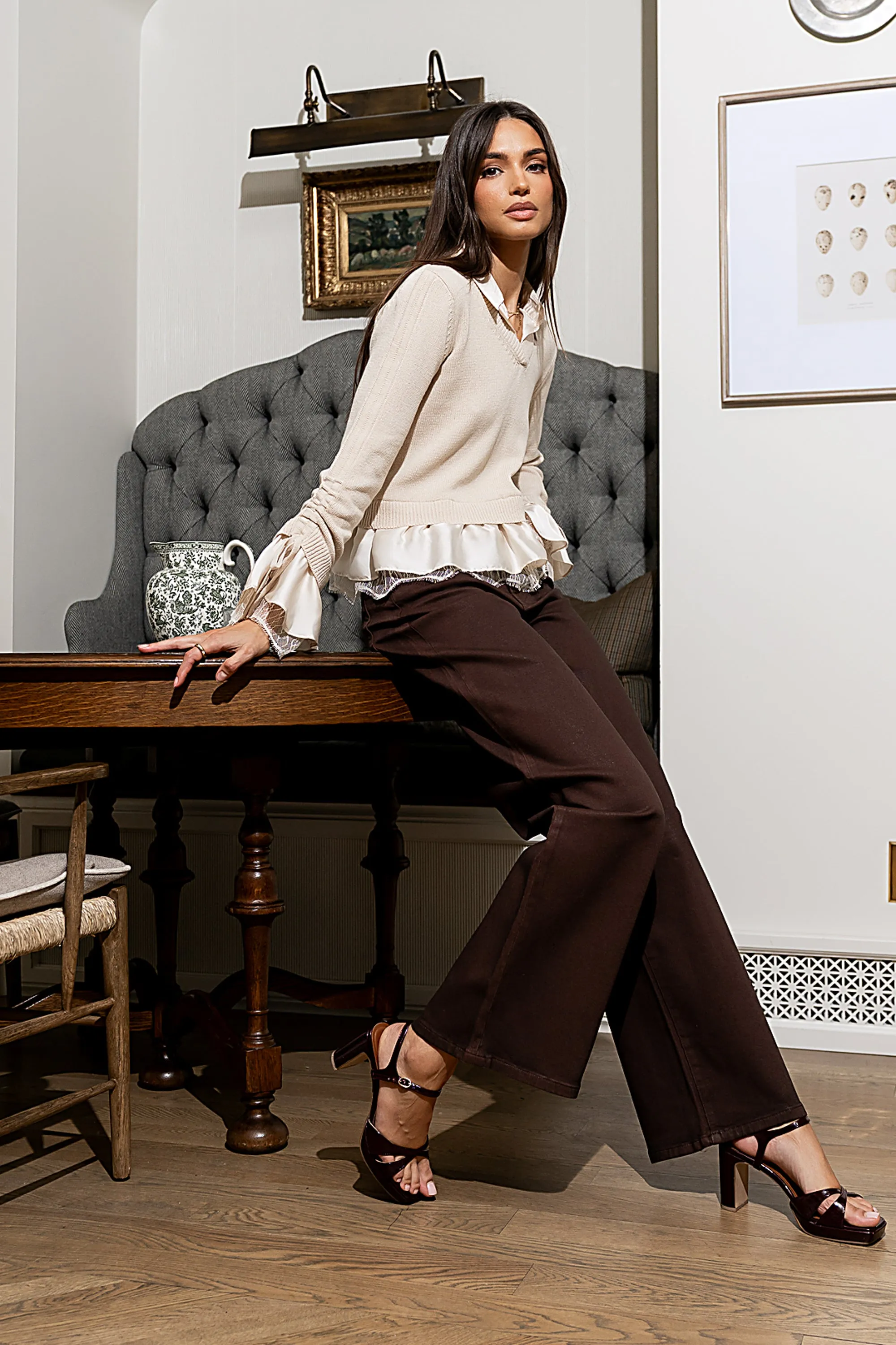 Bennet Double Layer Sweater in Cream sold by bohme product image thumbnail 3