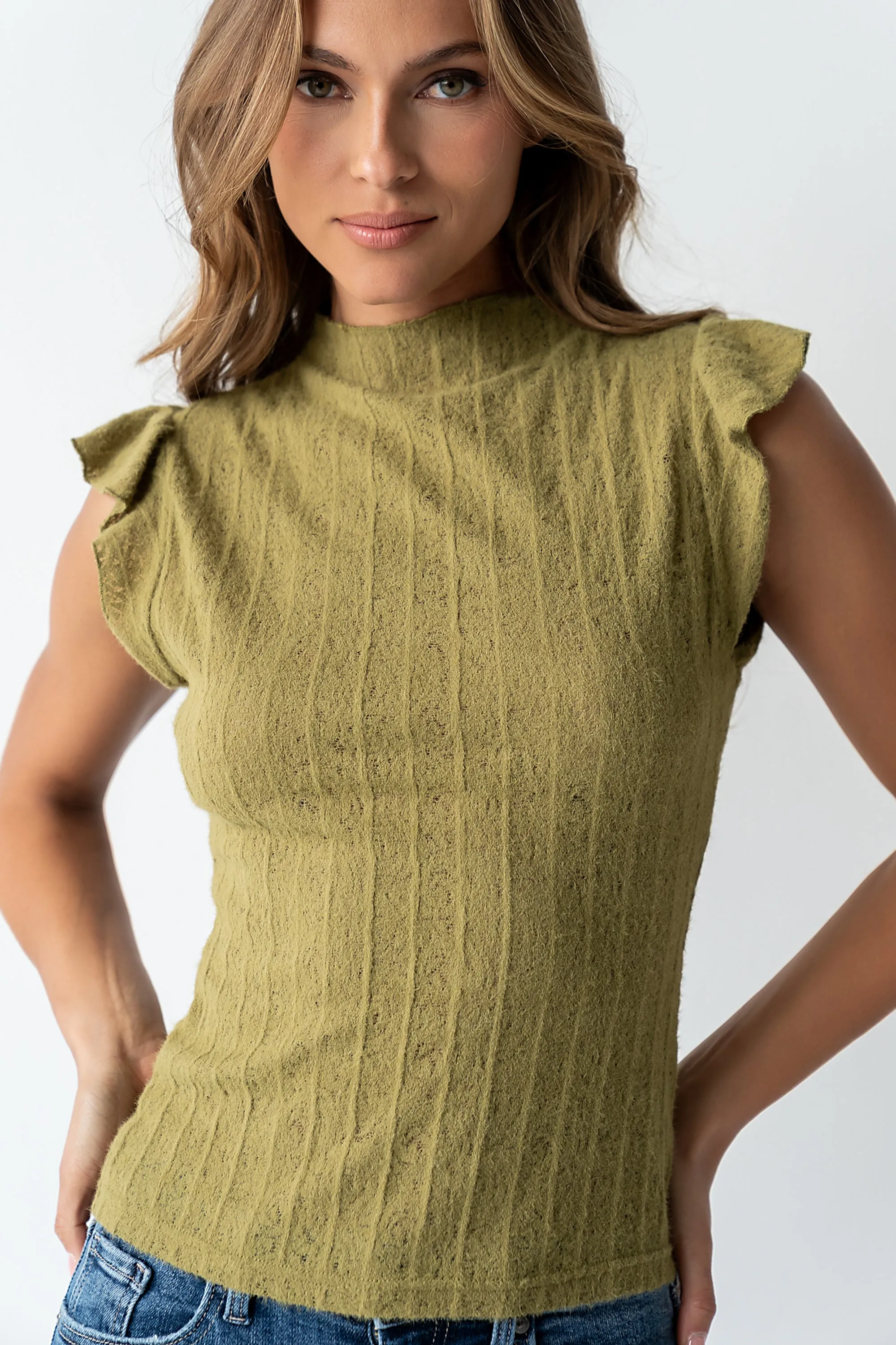 Lue Sheer Top in Olive - FINAL SALE sold by bohme product image thumbnail 3