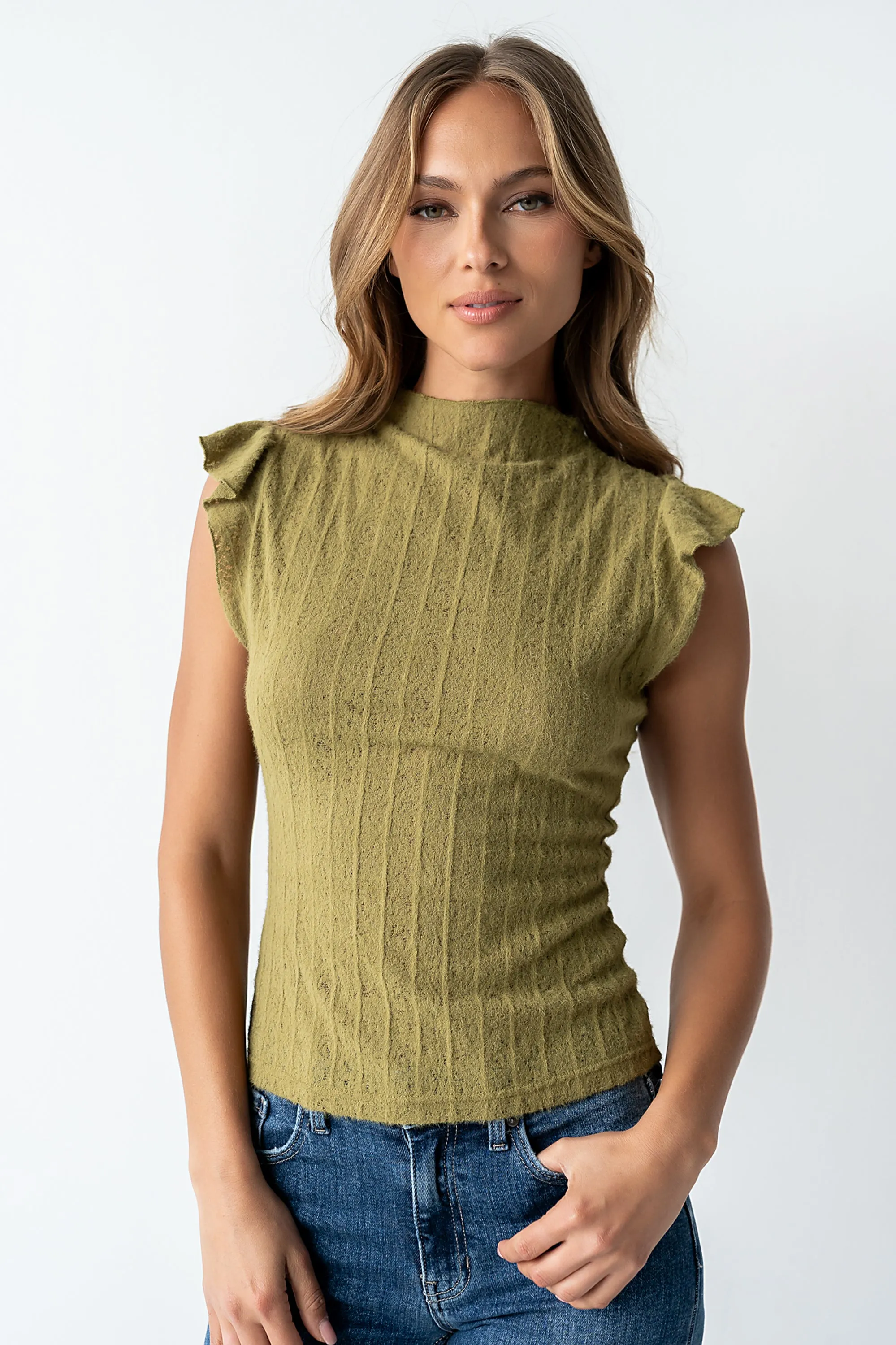 Lue Sheer Top in Olive - FINAL SALE sold by bohme