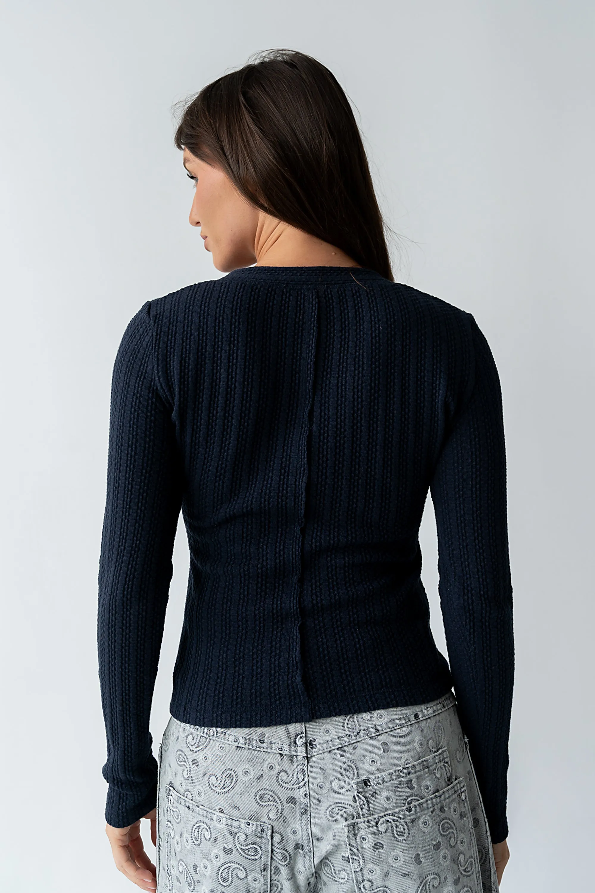 Mckayla Textured Top in Navy sold by bohme product image thumbnail 2