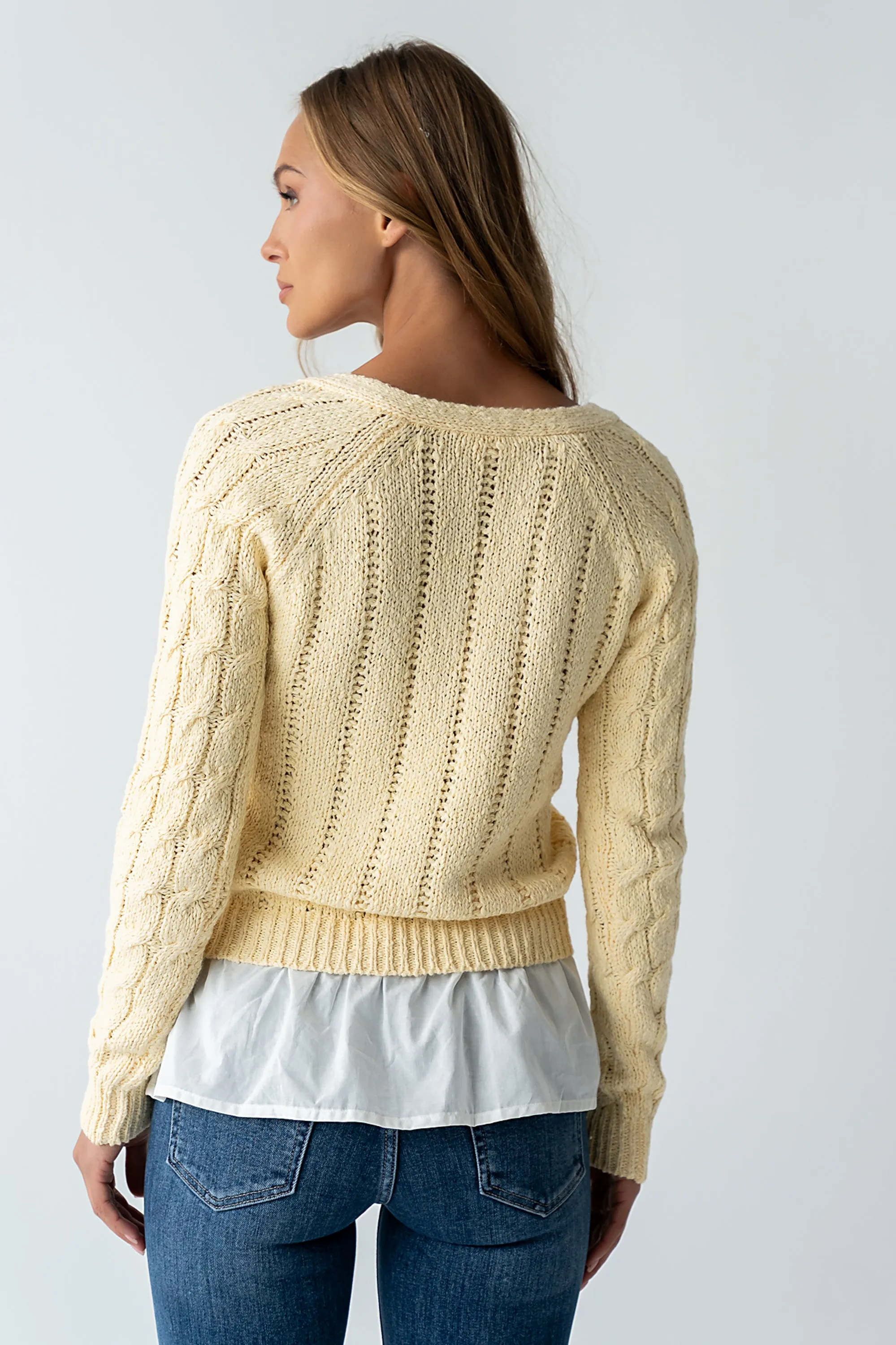 Zeke Cable Knit Sweater in Yellow sold by bohme product image thumbnail 2