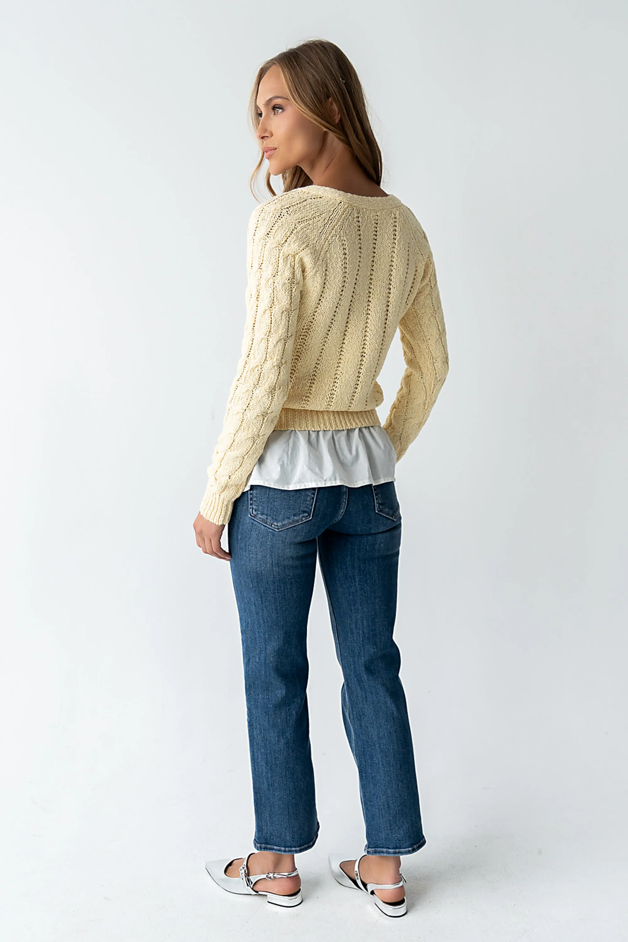 Zeke Cable Knit Sweater in Yellow sold by bohme product image thumbnail 5