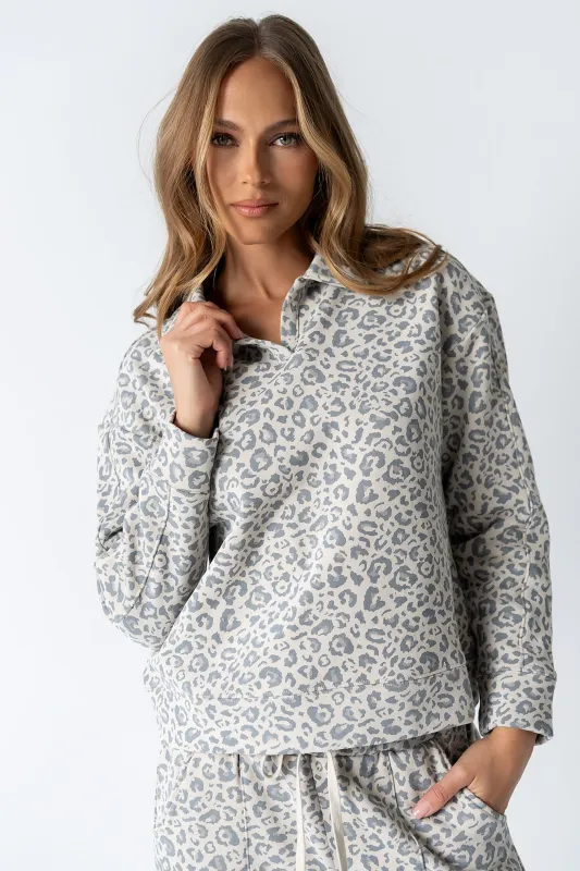 Patricia Collared Sweatshirt in Leopard sold by bohme