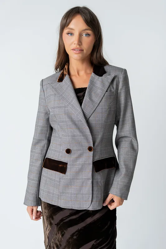Nona Mixed Media Blazer sold by bohme