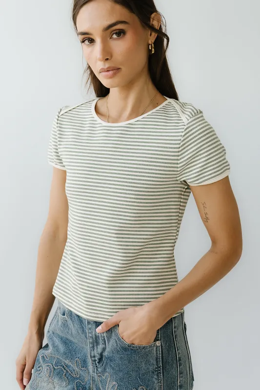 Marcie Striped Tee in Green sold by bohme