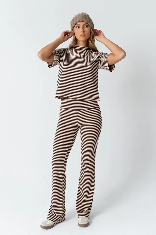 Jannet Striped Pants in Brown sold by bohme