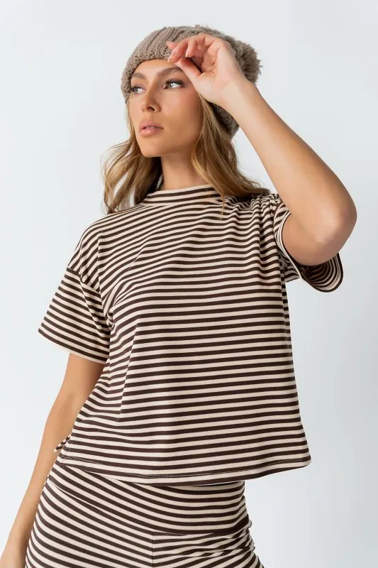 Jannet Striped Top in Brown sold by bohme