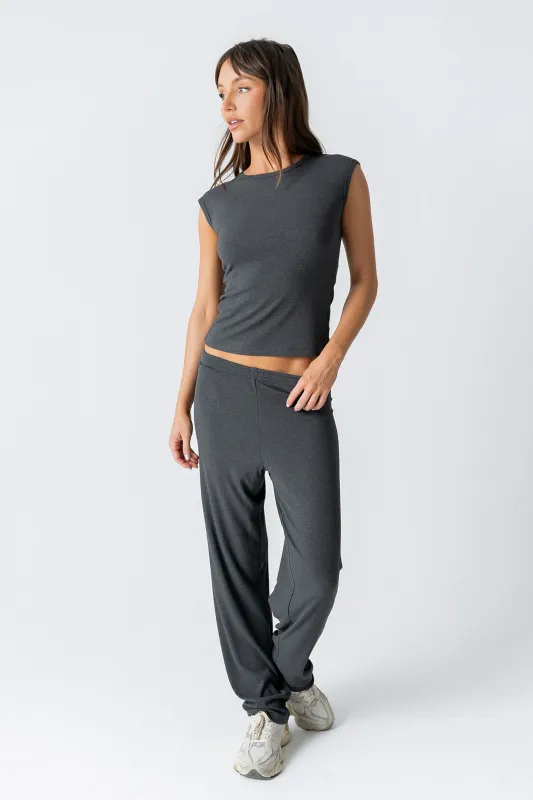Jordanna Wide Leg Pants in Charcoal sold by bohme