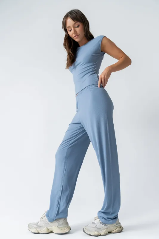Jordanna Wide Leg Pants in Blue sold by bohme