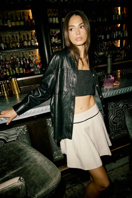 Bruno Vegan Leather Shacket sold by bohme