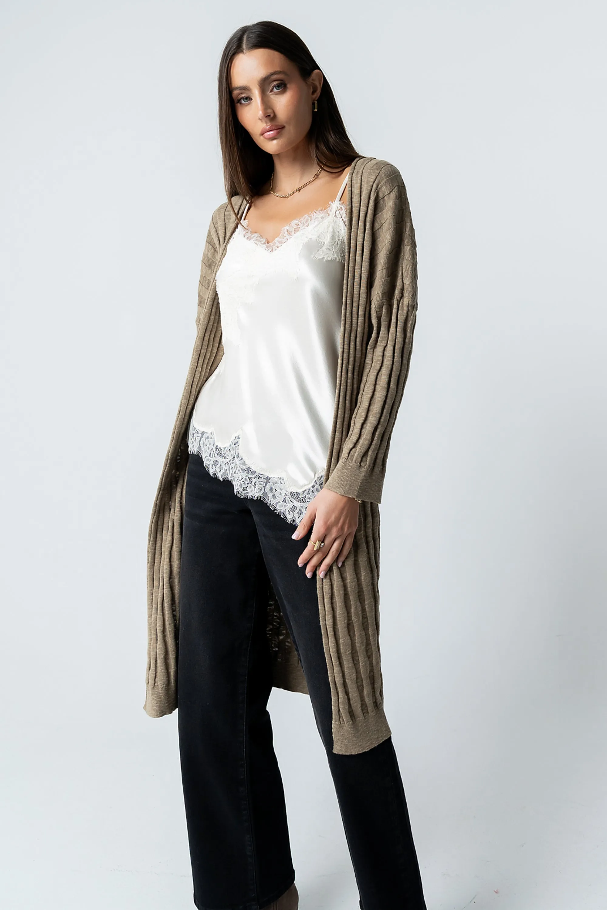 Eve Ribbed Duster in Taupe sold by bohme product image thumbnail 2