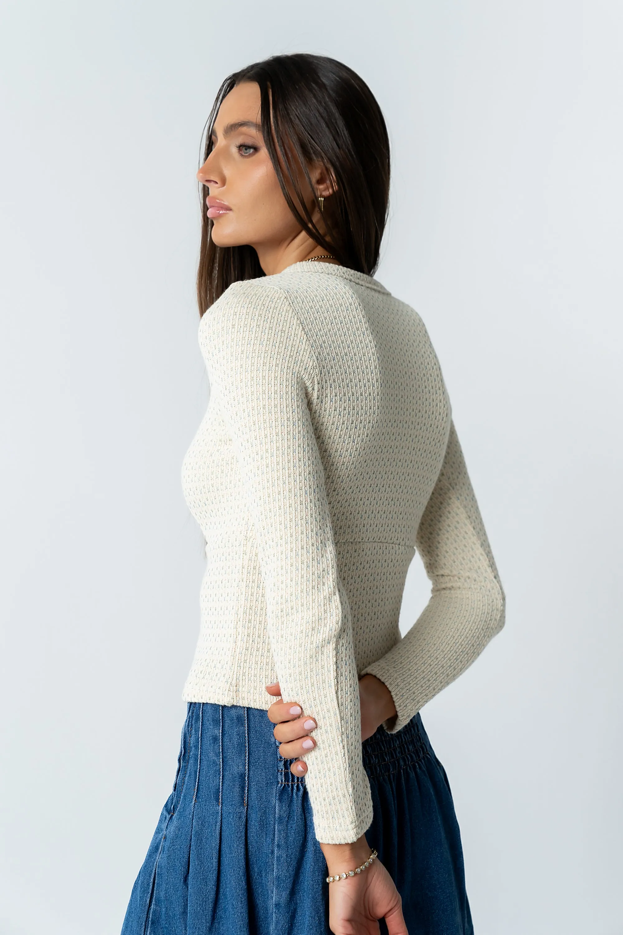 Mindy Button Front Sweater in Multi sold by bohme product image thumbnail 5