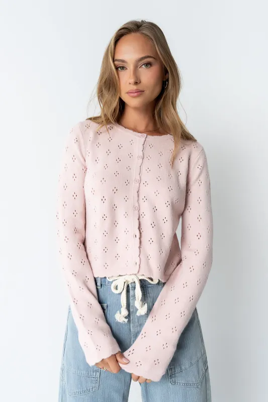 Kandy Scalloped Sweater in Pink sold by bohme