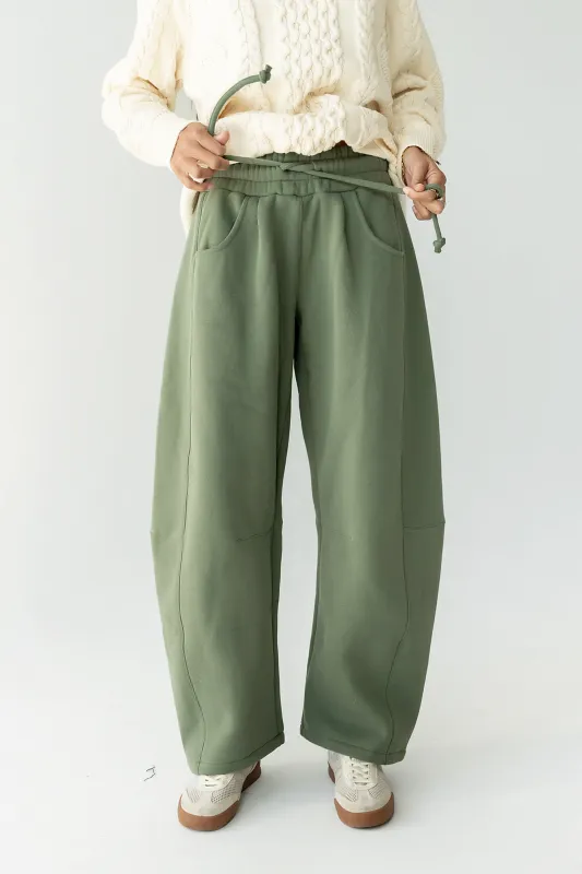 Maribel Barrel Sweatpants in Green sold by bohme