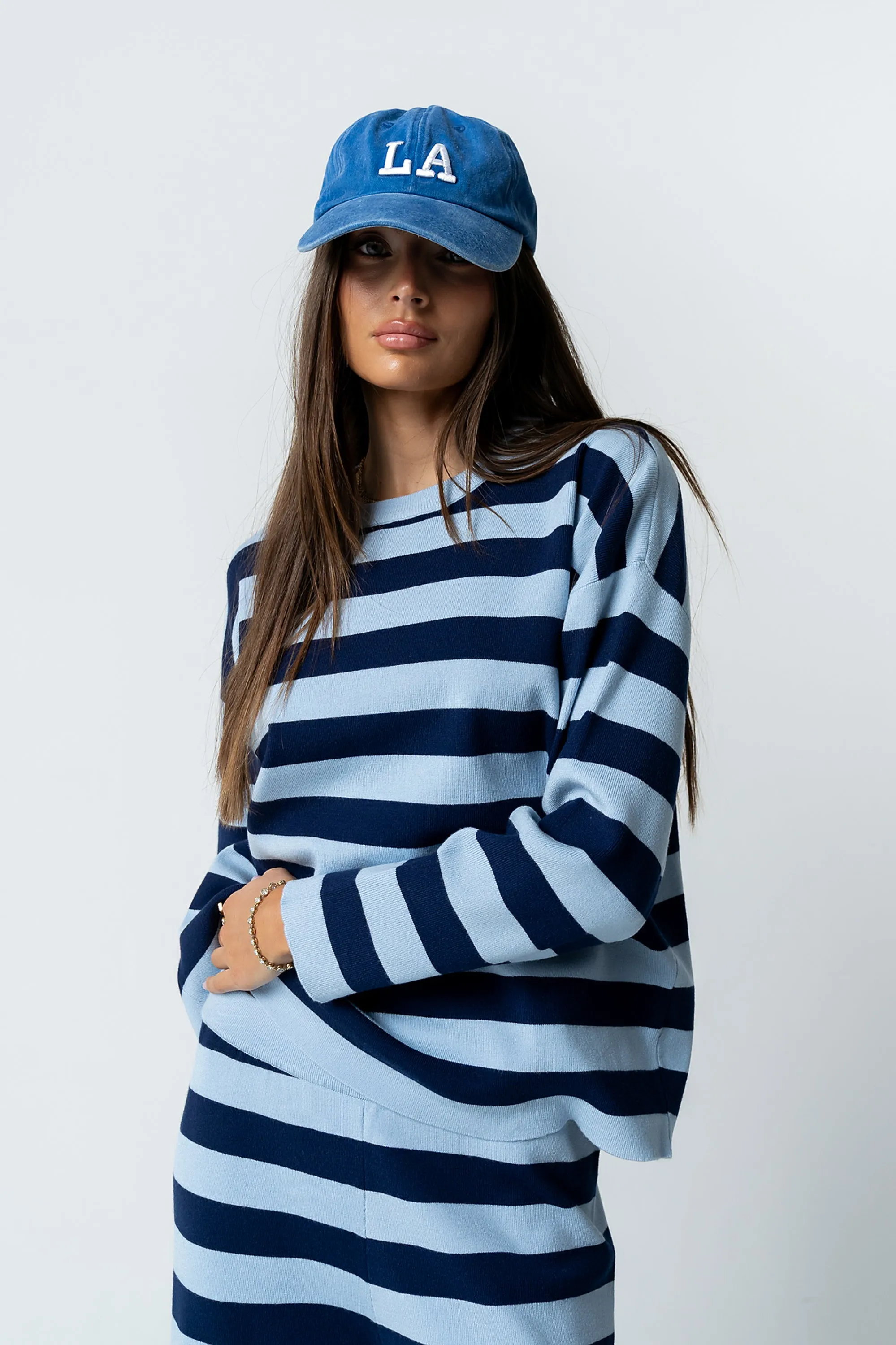 Joey Striped Sweater in Navy sold by bohme product image thumbnail 2