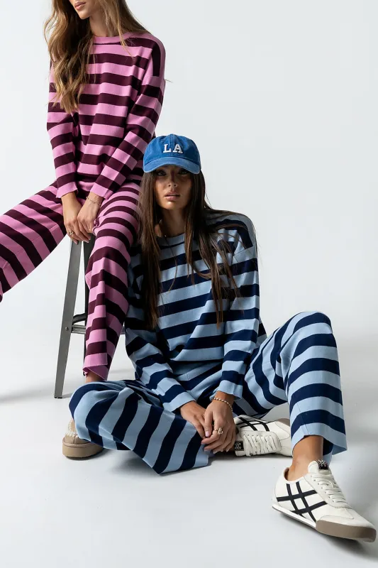 Joey Striped Sweater in Navy made by bohme