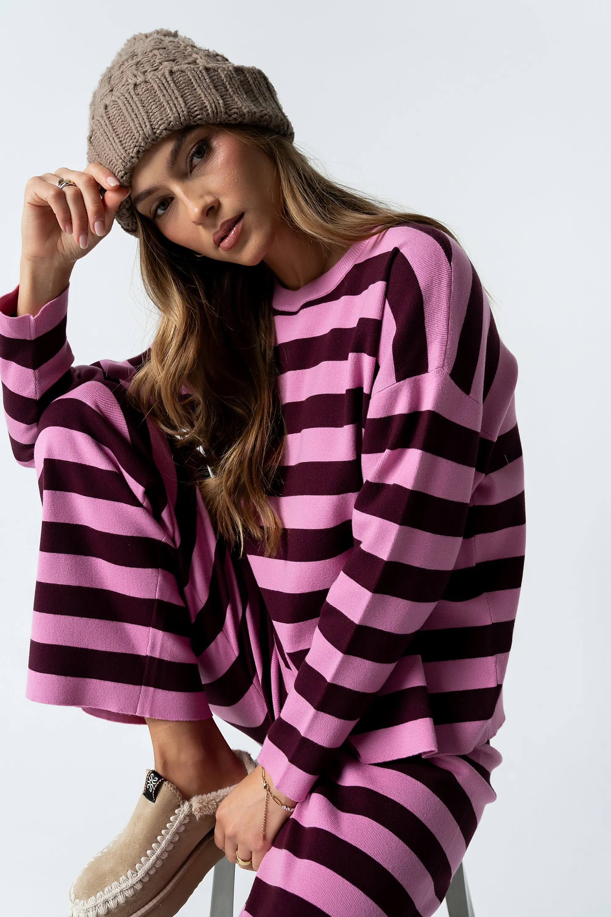 Joey Striped Sweater in Berry sold by bohme product image thumbnail 5