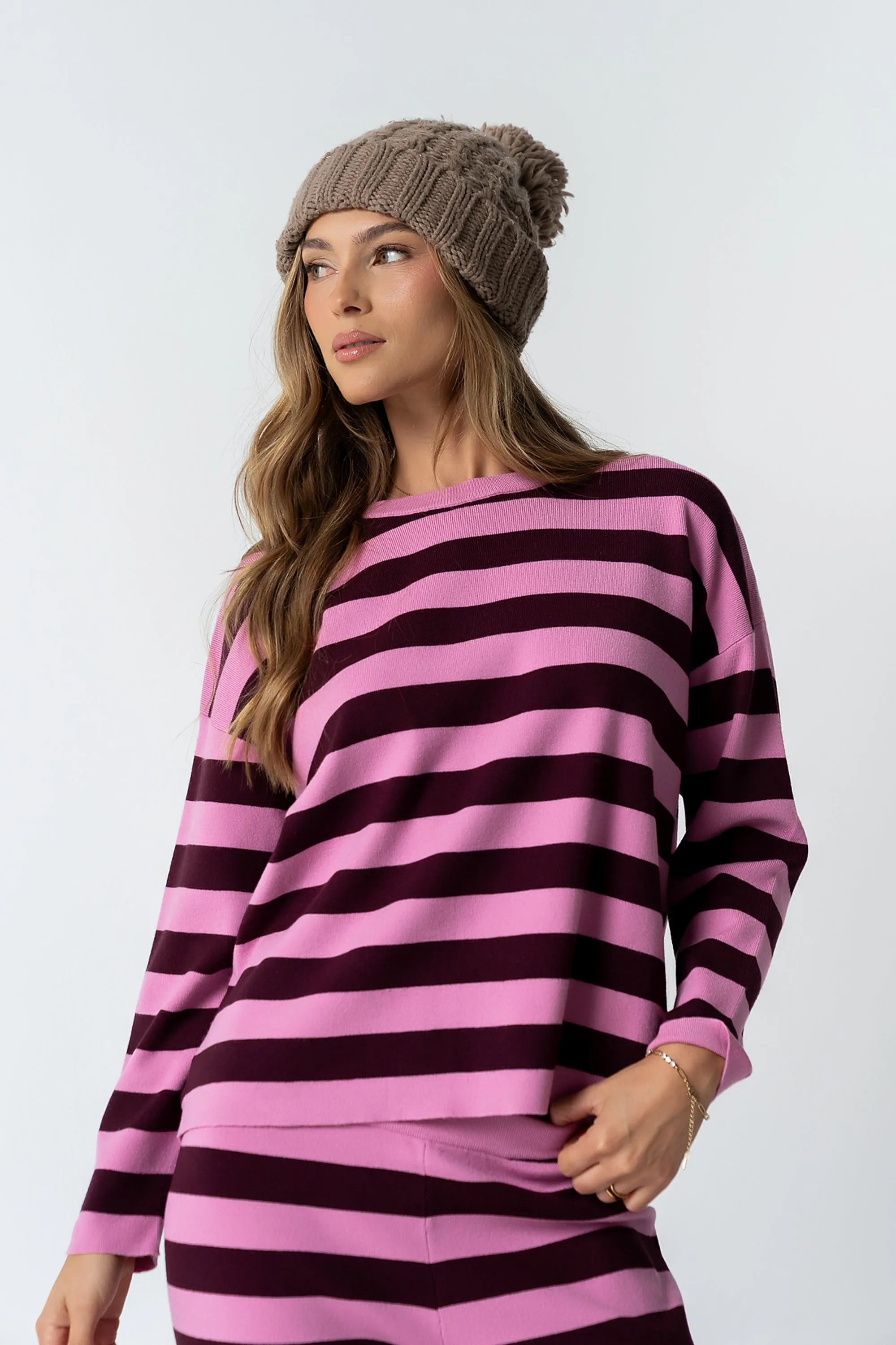 Joey Striped Sweater in Berry sold by bohme product image thumbnail 3