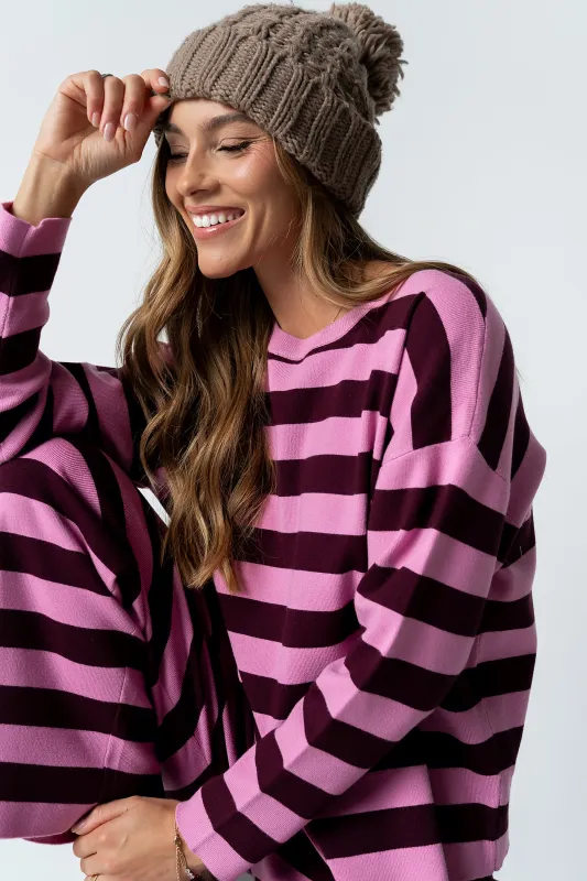 Joey Striped Sweater in Berry sold by bohme