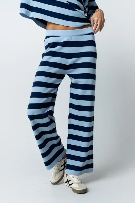 Joey Striped Wide Leg Pants in Navy sold by bohme