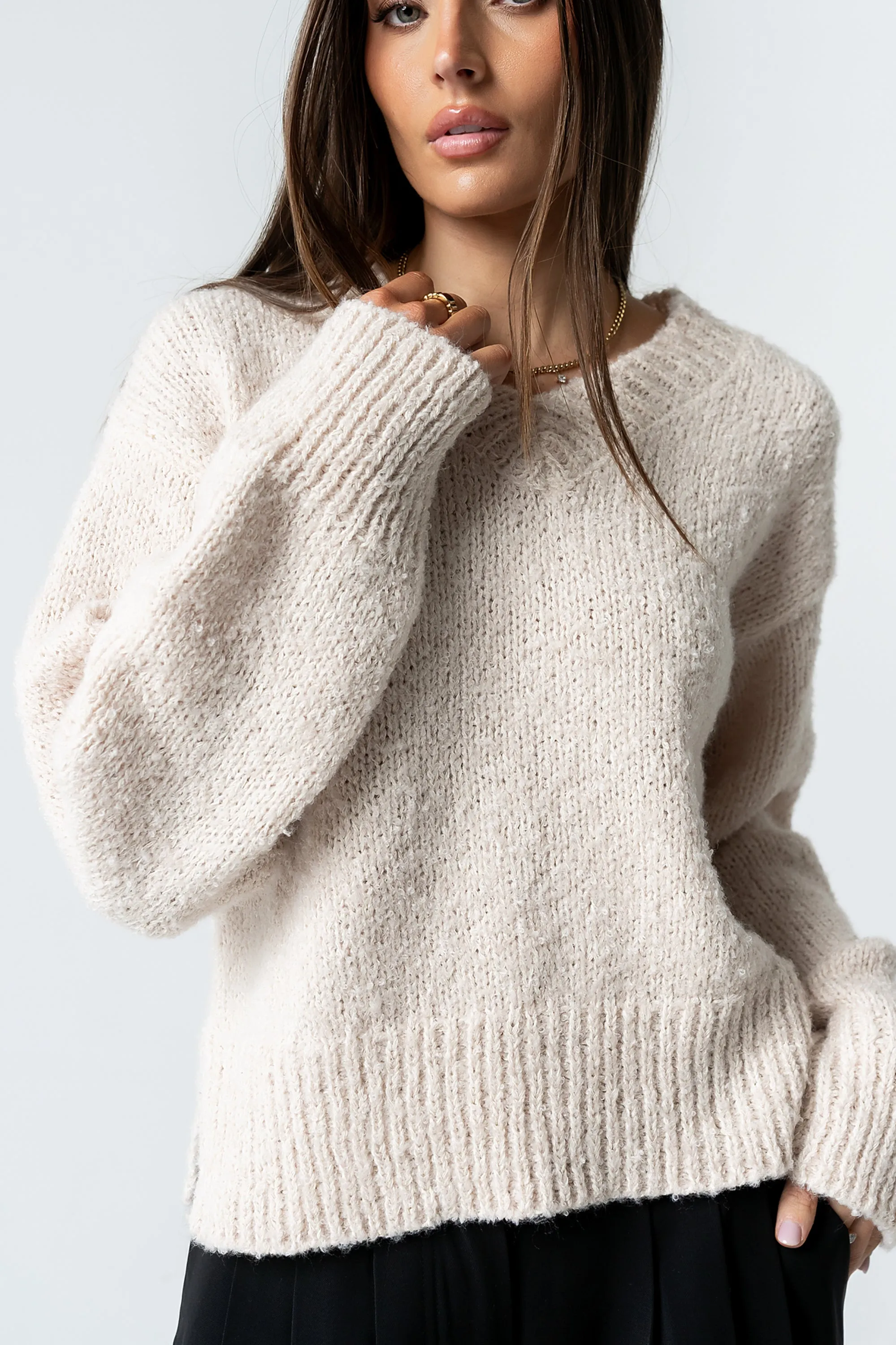Junie Fuzzy Sweater in Cream sold by bohme product image thumbnail 5