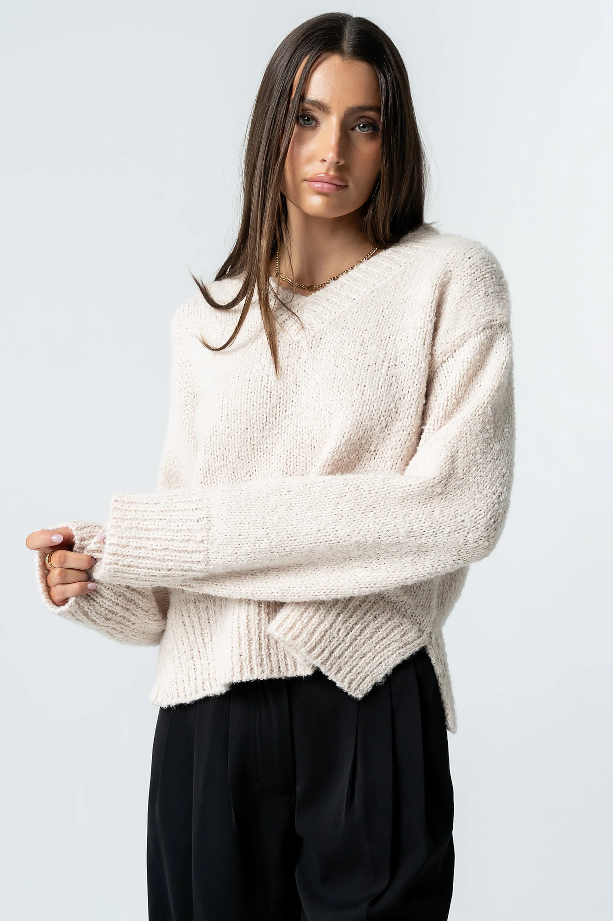 Junie Fuzzy Sweater in Cream sold by bohme product image thumbnail 4