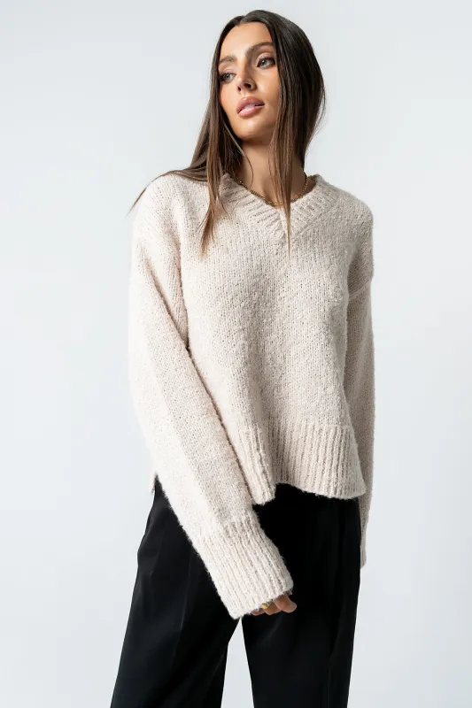Junie Fuzzy Sweater in Cream sold by bohme