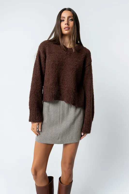 Junie Fuzzy Sweater in Brown sold by bohme
