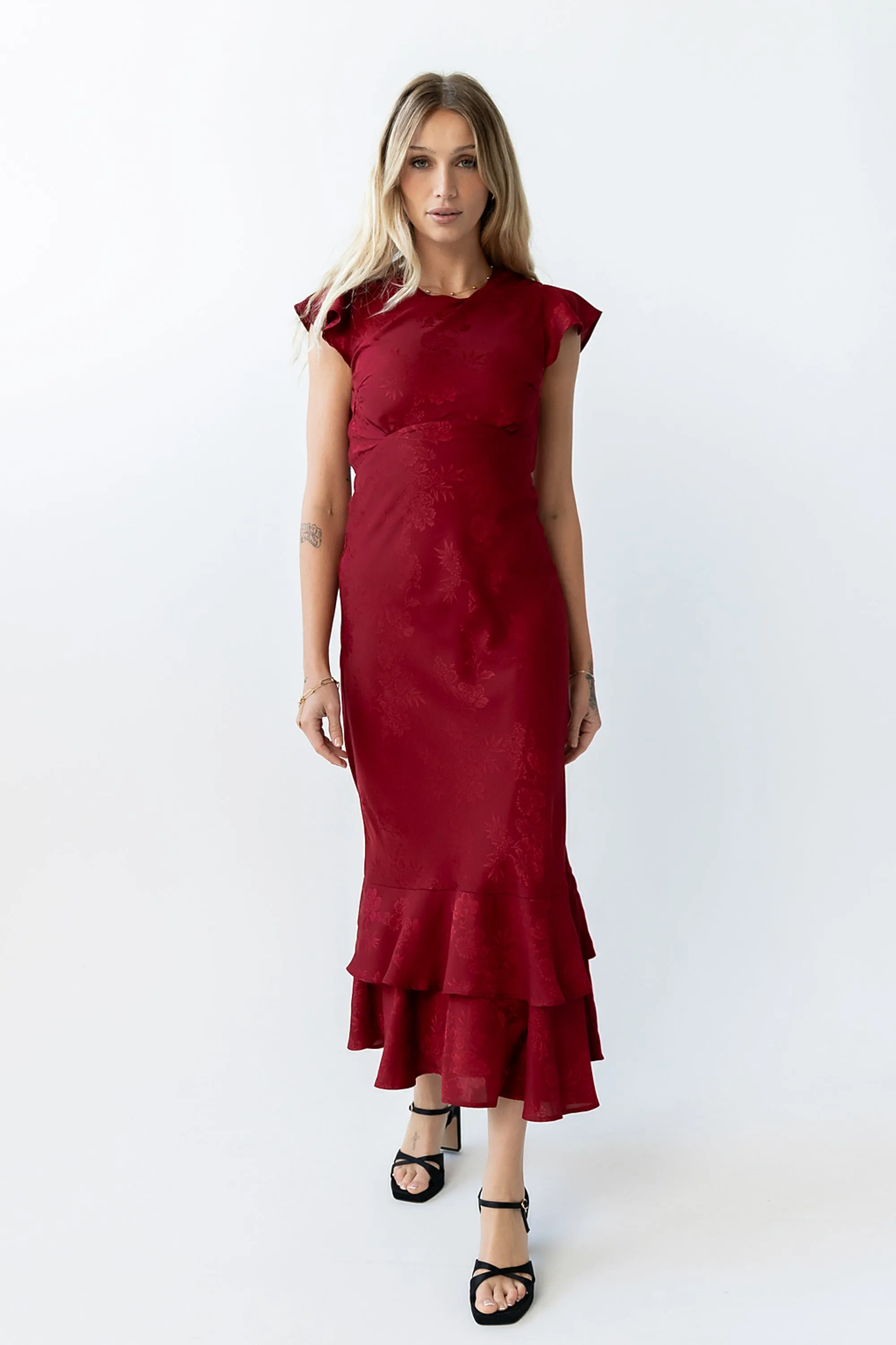 Mateo Floral Maxi Dress in Red sold by bohme product image thumbnail 4