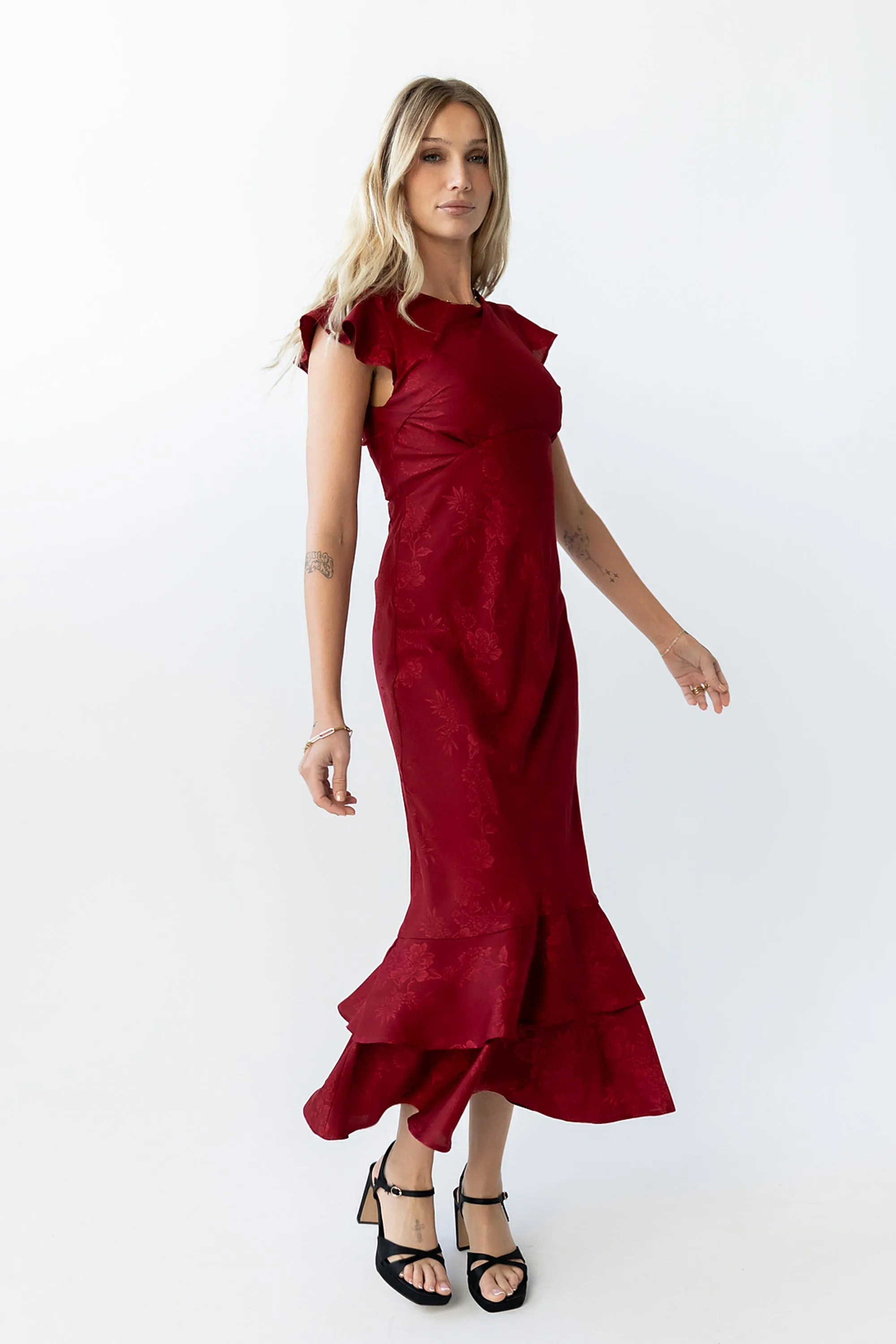 Mateo Floral Maxi Dress in Red sold by bohme product image thumbnail 3