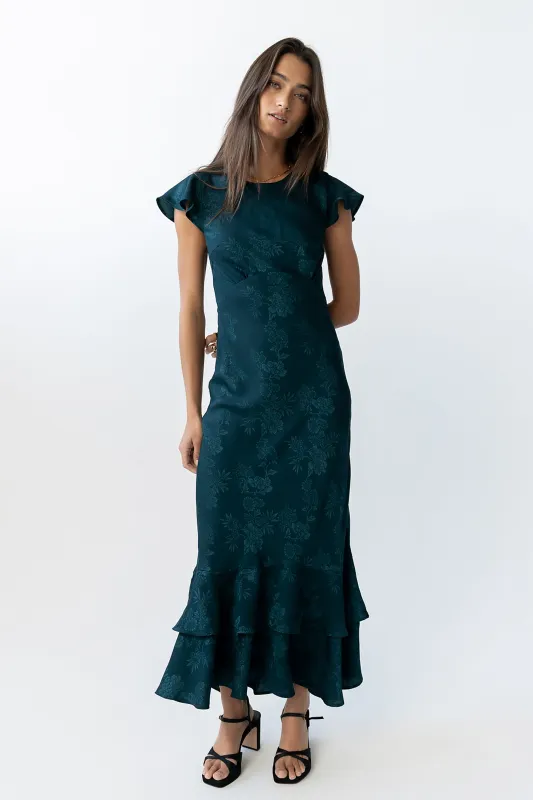 Mateo Floral Maxi Dress in Teal sold by bohme