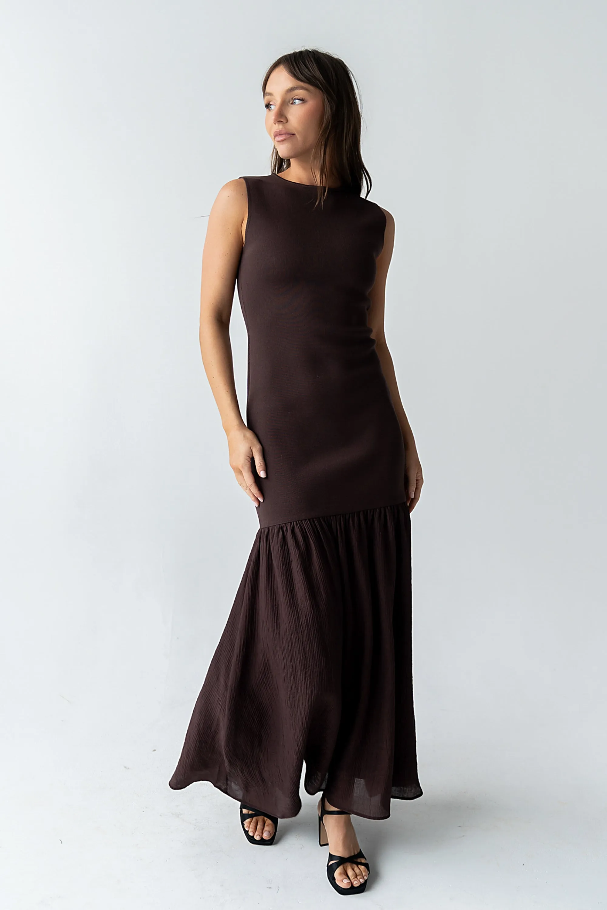 Lindsey Mermaid Maxi Dress in Brown - FINAL SALE sold by bohme