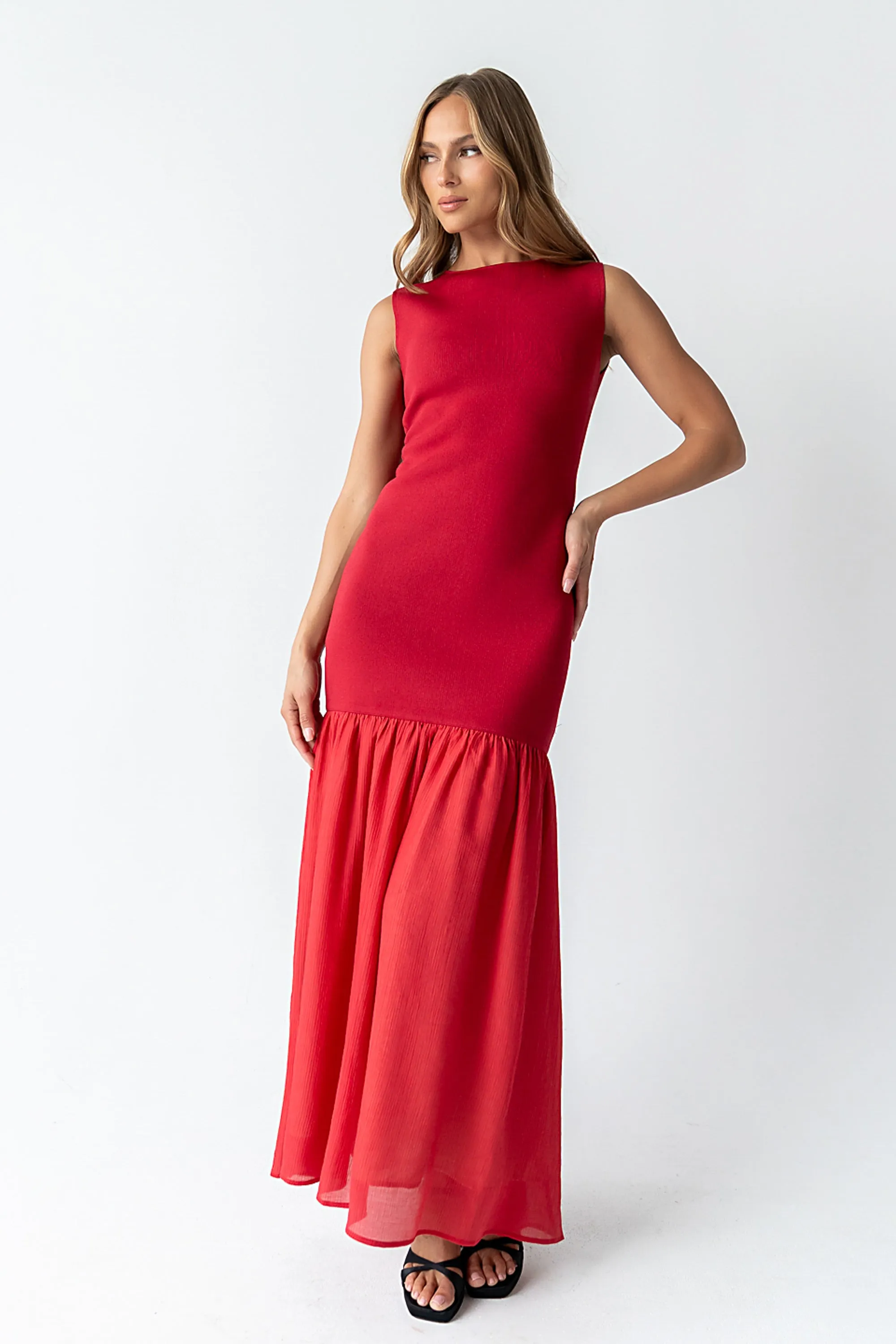 Lindsey Mermaid Maxi Dress in Red sold by bohme product image thumbnail 5