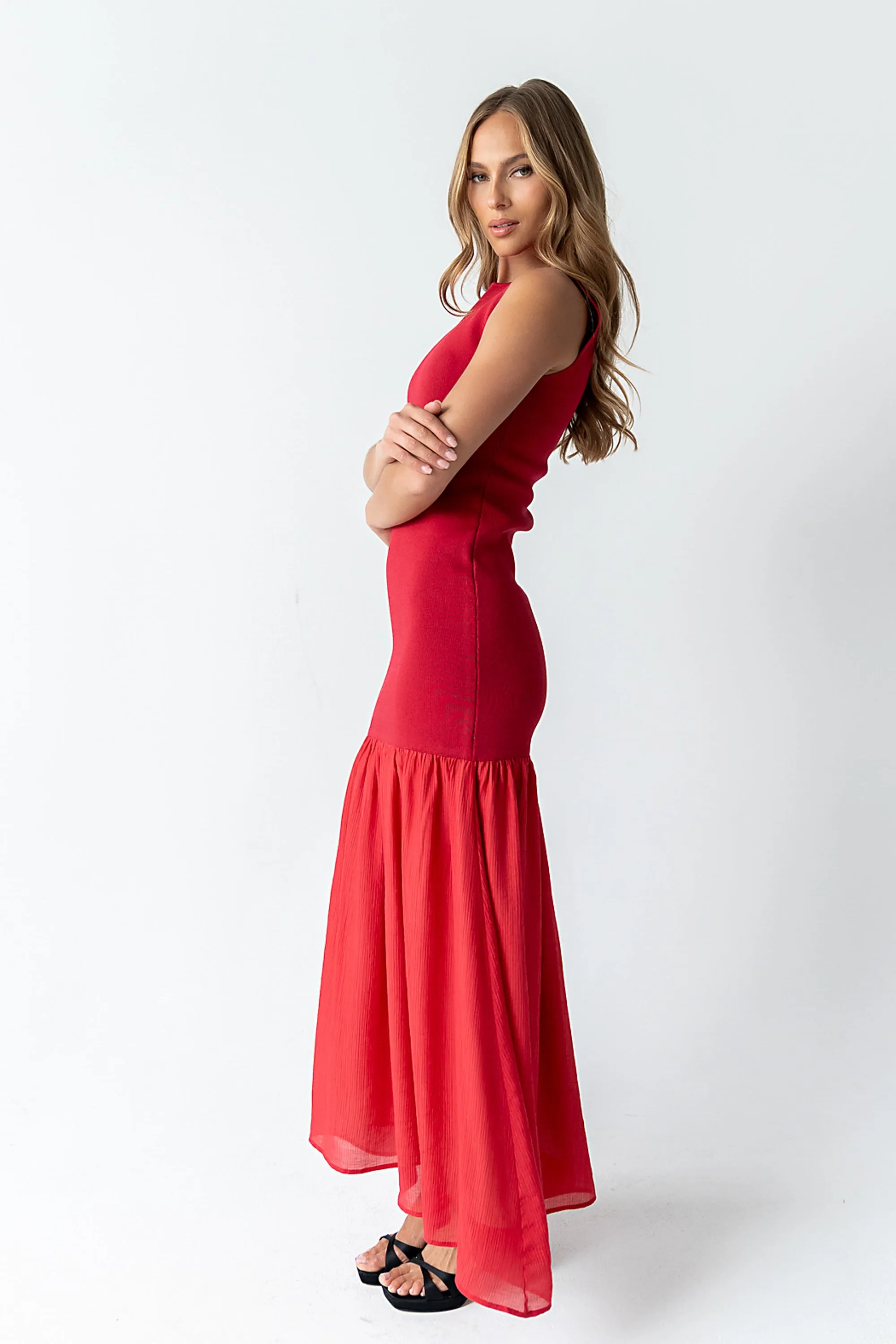 Lindsey Mermaid Maxi Dress in Red sold by bohme product image thumbnail 3
