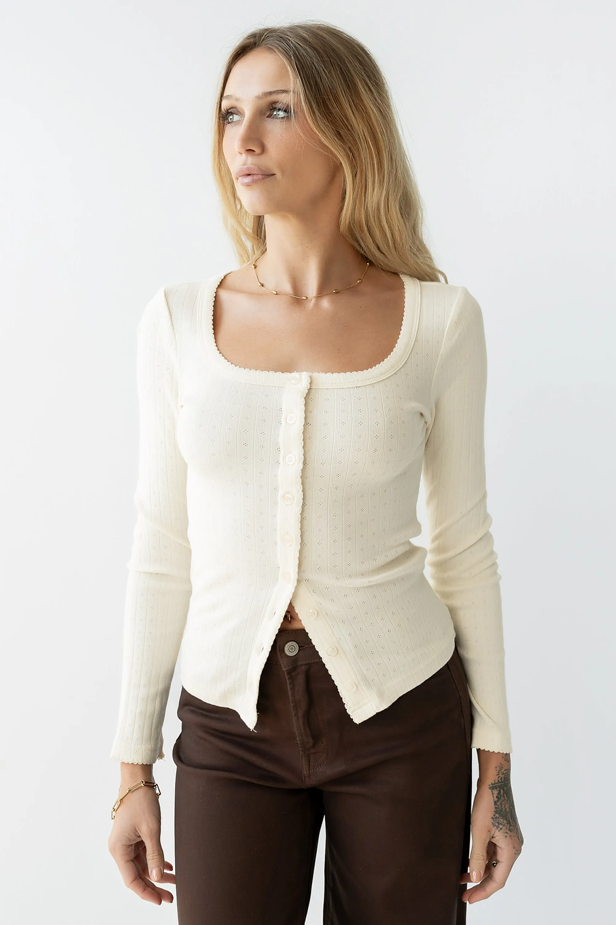 Pura Knit Top in Cream sold by bohme