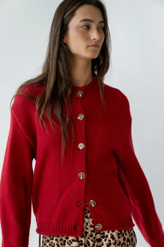 Nolan Chunky Knit Cardigan in Red sold by bohme